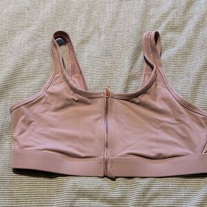 Aerie Dusty Pink Zip-Front Sports Bra